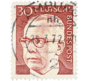 Почтовая марка 30 пфеннигов 1970 года Западная Германия (ФРГ) «Президент Густав Хайнеман» — Фото №1