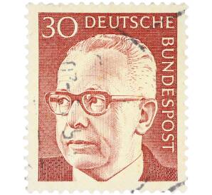 Почтовая марка 30 пфеннигов 1970 года Западная Германия (ФРГ) «Президент Густав Хайнеман» — Фото №1