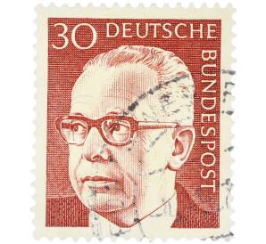 Почтовая марка 30 пфеннигов 1970 года Западная Германия (ФРГ) «Президент Густав Хайнеман» — Фото №1