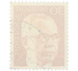 Почтовая марка 30 пфеннигов 1970 года Западная Германия (ФРГ) «Президент Густав Хайнеман» — Фото №2