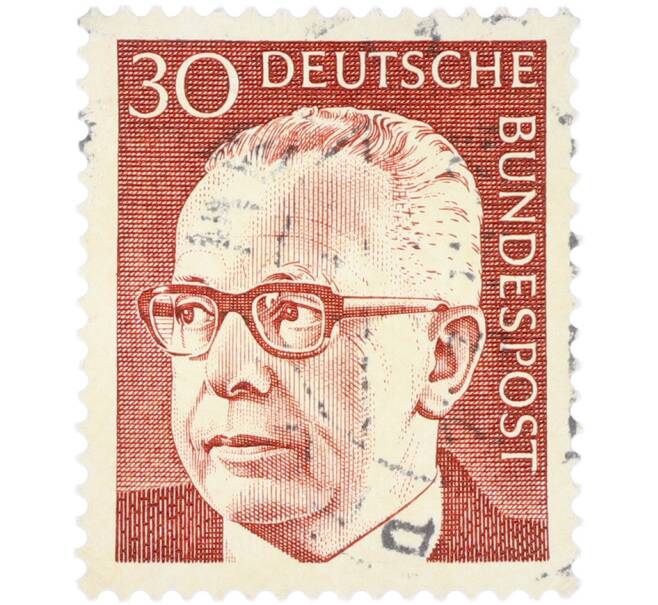 Почтовая марка 30 пфеннигов 1970 года Западная Германия (ФРГ) «Президент Густав Хайнеман» (Артикул: T11-41049) — Фото №1