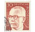 Почтовая марка 30 пфеннигов 1970 года Западная Германия (ФРГ) «Президент Густав Хайнеман» (Артикул: T11-41050) — Фото №1