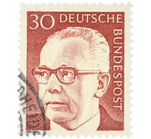 Почтовая марка 30 пфеннигов 1970 года Западная Германия (ФРГ) «Президент Густав Хайнеман» — Фото №1