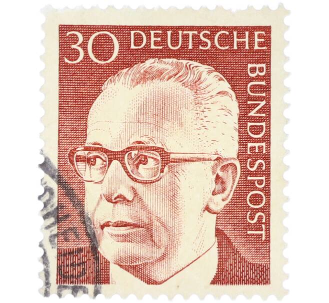 Почтовая марка 30 пфеннигов 1970 года Западная Германия (ФРГ) «Президент Густав Хайнеман» (Артикул: T11-41050) — Фото №1