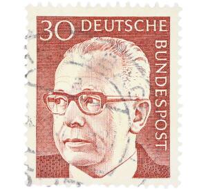 Почтовая марка 30 пфеннигов 1970 года Западная Германия (ФРГ) «Президент Густав Хайнеман» — Фото №1