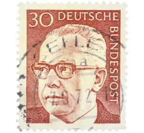 Почтовая марка 30 пфеннигов 1970 года Западная Германия (ФРГ) «Президент Густав Хайнеман» — Фото №1