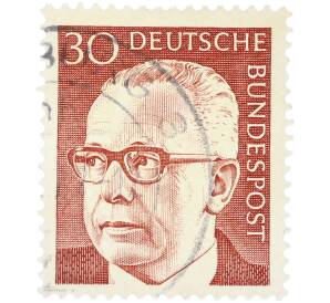 Почтовая марка 30 пфеннигов 1970 года Западная Германия (ФРГ) «Президент Густав Хайнеман» — Фото №1