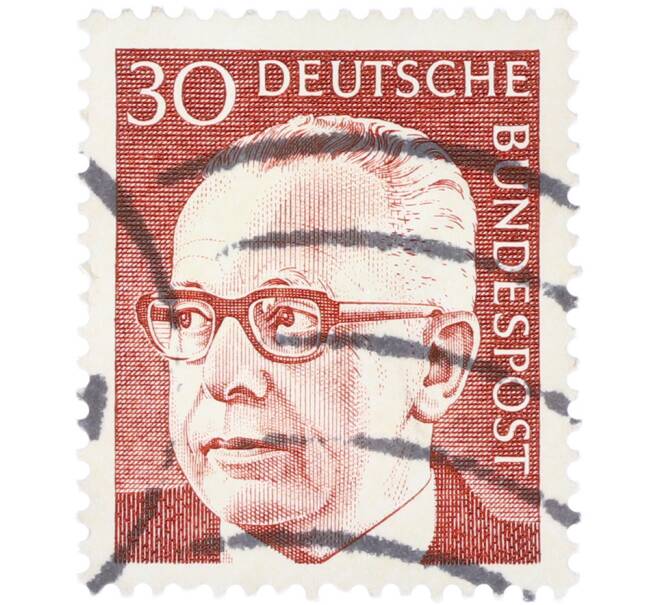 Почтовая марка 30 пфеннигов 1970 года Западная Германия (ФРГ) «Президент Густав Хайнеман» (Артикул: T11-41054) — Фото №1
