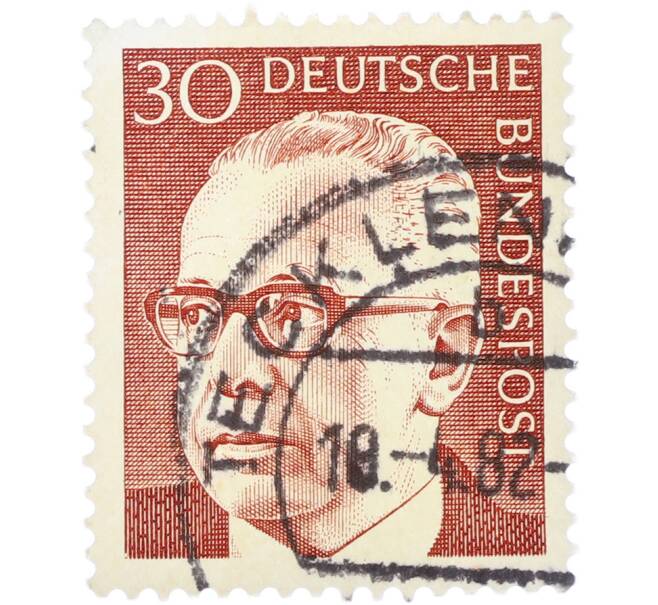 Почтовая марка 30 пфеннигов 1970 года Западная Германия (ФРГ) «Президент Густав Хайнеман» (Артикул: T11-41055) — Фото №1
