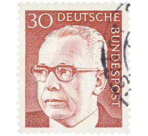 Почтовая марка 30 пфеннигов 1970 года Западная Германия (ФРГ) «Президент Густав Хайнеман» — Фото №1