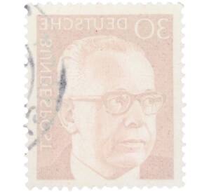 Почтовая марка 30 пфеннигов 1970 года Западная Германия (ФРГ) «Президент Густав Хайнеман» — Фото №2