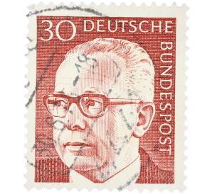 Почтовая марка 30 пфеннигов 1970 года Западная Германия (ФРГ) «Президент Густав Хайнеман» — Фото №1