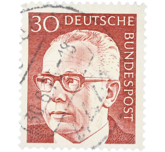 Почтовая марка 30 пфеннигов 1970 года Западная Германия (ФРГ) «Президент Густав Хайнеман» (Артикул: T11-41057) — Фото №1