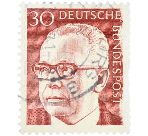 Почтовая марка 30 пфеннигов 1970 года Западная Германия (ФРГ) «Президент Густав Хайнеман» — Фото №1