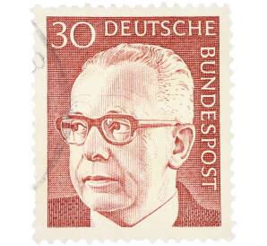 Почтовая марка 30 пфеннигов 1970 года Западная Германия (ФРГ) «Президент Густав Хайнеман» — Фото №1