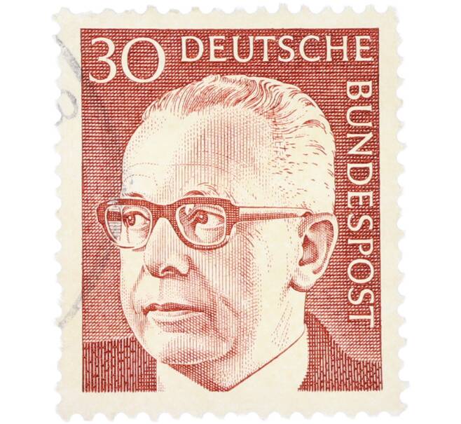 Почтовая марка 30 пфеннигов 1970 года Западная Германия (ФРГ) «Президент Густав Хайнеман» (Артикул: T11-41061) — Фото №1