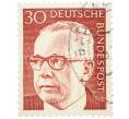 Почтовая марка 30 пфеннигов 1970 года Западная Германия (ФРГ) «Президент Густав Хайнеман» (Артикул: T11-41063) — Фото №1