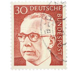 Почтовая марка 30 пфеннигов 1970 года Западная Германия (ФРГ) «Президент Густав Хайнеман» — Фото №1