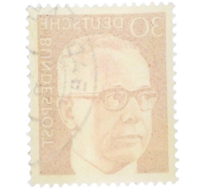 Почтовая марка 30 пфеннигов 1970 года Западная Германия (ФРГ) «Президент Густав Хайнеман» (Артикул: T11-41063) — Фото №2