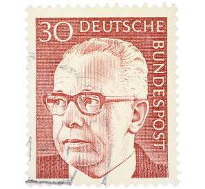 Почтовая марка 30 пфеннигов 1970 года Западная Германия (ФРГ) «Президент Густав Хайнеман» — Фото №1