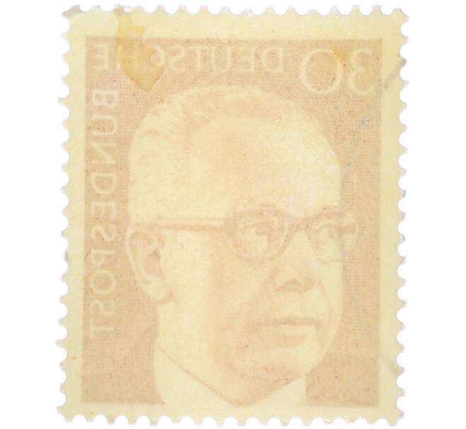 Почтовая марка 30 пфеннигов 1970 года Западная Германия (ФРГ) «Президент Густав Хайнеман» (Артикул: T11-41065) — Фото №2