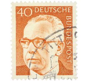 Почтовая марка 40 пфеннигов 1970 года Западная Германия (ФРГ) «Президент Густав Хайнеман» — Фото №1