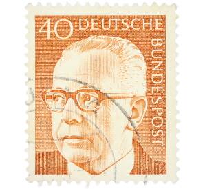 Почтовая марка 40 пфеннигов 1970 года Западная Германия (ФРГ) «Президент Густав Хайнеман» — Фото №1