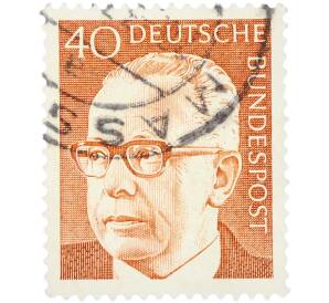 Почтовая марка 40 пфеннигов 1970 года Западная Германия (ФРГ) «Президент Густав Хайнеман» — Фото №1