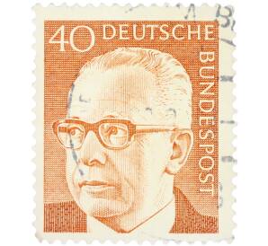 Почтовая марка 40 пфеннигов 1970 года Западная Германия (ФРГ) «Президент Густав Хайнеман» — Фото №1