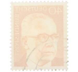 Почтовая марка 40 пфеннигов 1970 года Западная Германия (ФРГ) «Президент Густав Хайнеман» — Фото №2