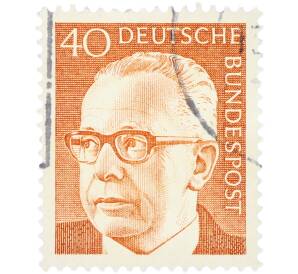 Почтовая марка 40 пфеннигов 1970 года Западная Германия (ФРГ) «Президент Густав Хайнеман» — Фото №1