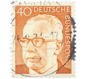 Почтовая марка 40 пфеннигов 1970 года Западная Германия (ФРГ) «Президент Густав Хайнеман» — Фото №1