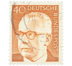 Почтовая марка 40 пфеннигов 1970 года Западная Германия (ФРГ) «Президент Густав Хайнеман» — Фото №1