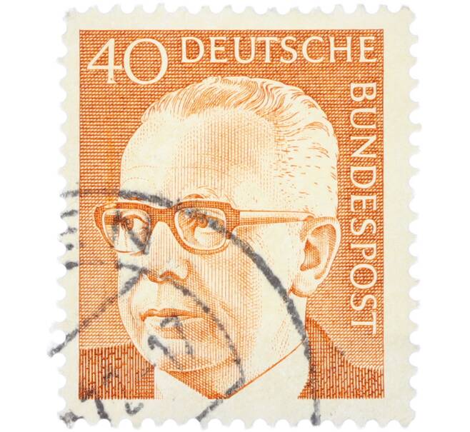 Почтовая марка 40 пфеннигов 1970 года Западная Германия (ФРГ) «Президент Густав Хайнеман» (Артикул: T11-41080) — Фото №1