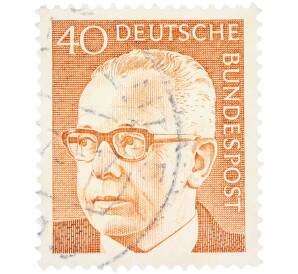 Почтовая марка 40 пфеннигов 1970 года Западная Германия (ФРГ) «Президент Густав Хайнеман» — Фото №1