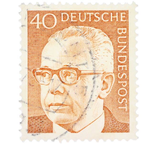 Почтовая марка 40 пфеннигов 1970 года Западная Германия (ФРГ) «Президент Густав Хайнеман» (Артикул: T11-41081) — Фото №1