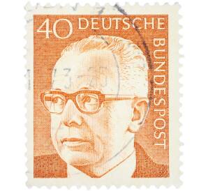 Почтовая марка 40 пфеннигов 1970 года Западная Германия (ФРГ) «Президент Густав Хайнеман» — Фото №1