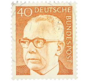 Почтовая марка 40 пфеннигов 1970 года Западная Германия (ФРГ) «Президент Густав Хайнеман» — Фото №1