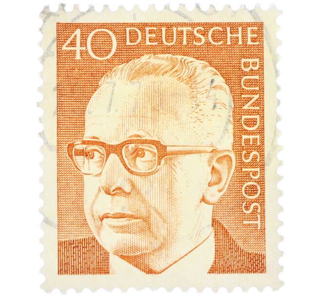 Почтовая марка 40 пфеннигов 1970 года Западная Германия (ФРГ) «Президент Густав Хайнеман» (Артикул: T11-41083) — Фото №1