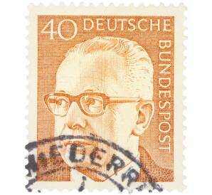 Почтовая марка 40 пфеннигов 1970 года Западная Германия (ФРГ) «Президент Густав Хайнеман» — Фото №1