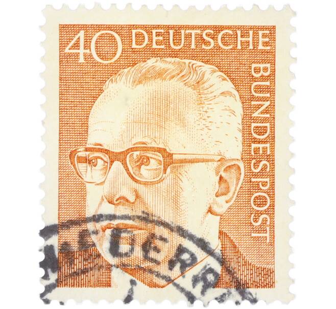 Почтовая марка 40 пфеннигов 1970 года Западная Германия (ФРГ) «Президент Густав Хайнеман» (Артикул: T11-41084) — Фото №1