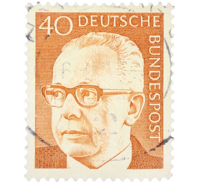 Почтовая марка 40 пфеннигов 1970 года Западная Германия (ФРГ) «Президент Густав Хайнеман» (Артикул: T11-41085) — Фото №1