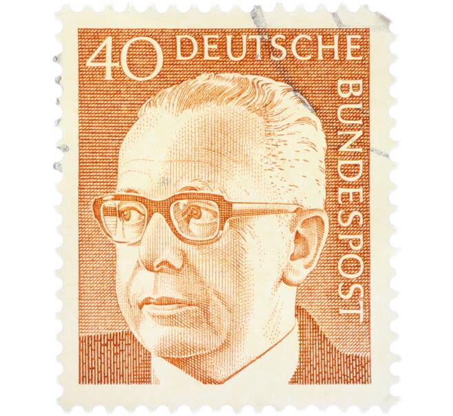 Почтовая марка 40 пфеннигов 1970 года Западная Германия (ФРГ) «Президент Густав Хайнеман» (Артикул: T11-41086) — Фото №1