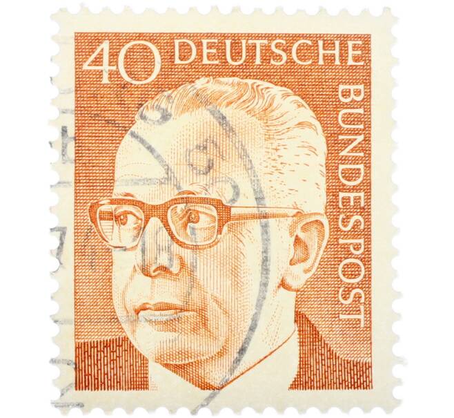 Почтовая марка 40 пфеннигов 1970 года Западная Германия (ФРГ) «Президент Густав Хайнеман» (Артикул: T11-41087) — Фото №1