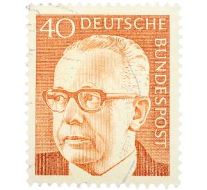 Почтовая марка 40 пфеннигов 1970 года Западная Германия (ФРГ) «Президент Густав Хайнеман» — Фото №1