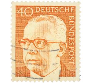 Почтовая марка 40 пфеннигов 1970 года Западная Германия (ФРГ) «Президент Густав Хайнеман» — Фото №1