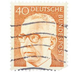 Почтовая марка 40 пфеннигов 1970 года Западная Германия (ФРГ) «Президент Густав Хайнеман» — Фото №1