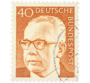 Почтовая марка 40 пфеннигов 1970 года Западная Германия (ФРГ) «Президент Густав Хайнеман» — Фото №1
