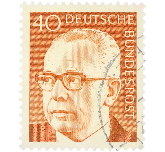 Почтовая марка 40 пфеннигов 1970 года Западная Германия (ФРГ) «Президент Густав Хайнеман» (Артикул: T11-41093) — Фото №1