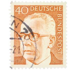 Почтовая марка 40 пфеннигов 1970 года Западная Германия (ФРГ) «Президент Густав Хайнеман» — Фото №1